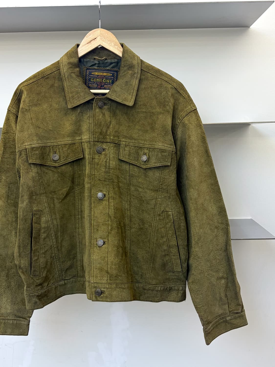 Gembony 90s 스웨이드 레더 트러커 자켓 상품이미지2