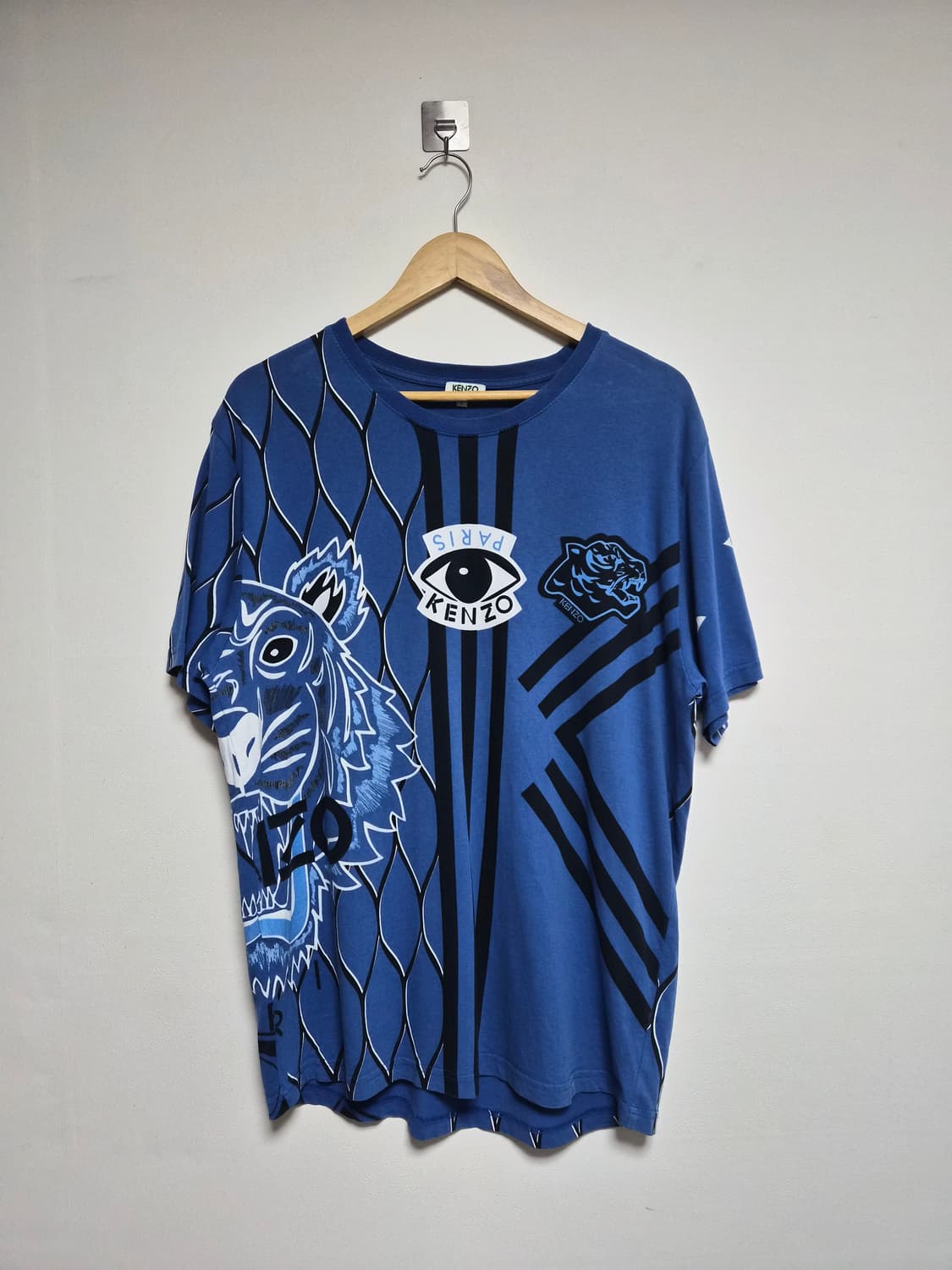 겐조Kenzo 풀 프린팅 블루 반팔티셔츠 L - T138 상품이미지1