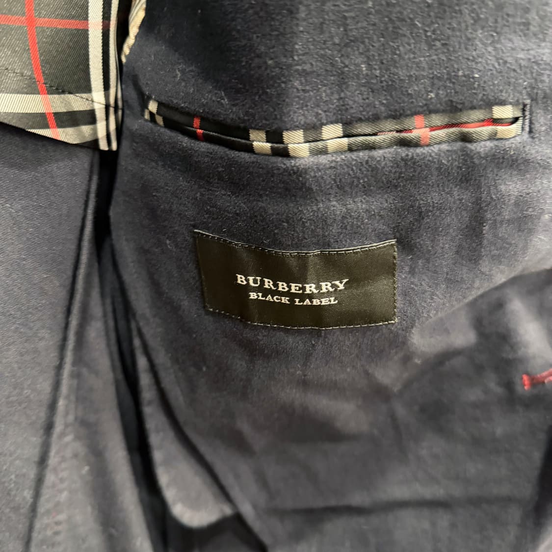 버버리 블랙 라벨 코튼 자켓 테일러드 체크 패턴 라이닝 디테일 네이비 상품이미지7