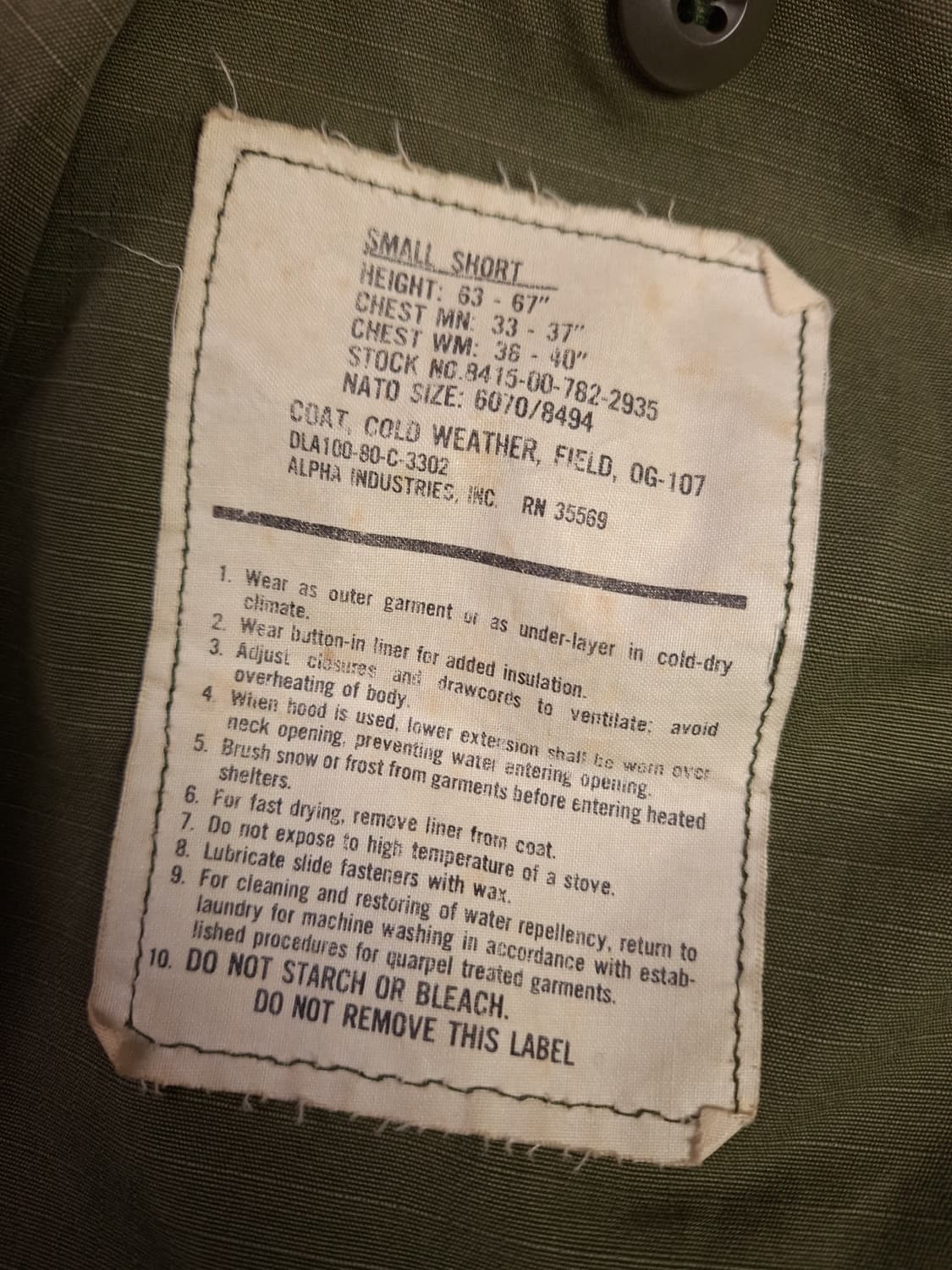 오리지날 80's 미군 3세대 M-65 필드 야상 상품이미지5