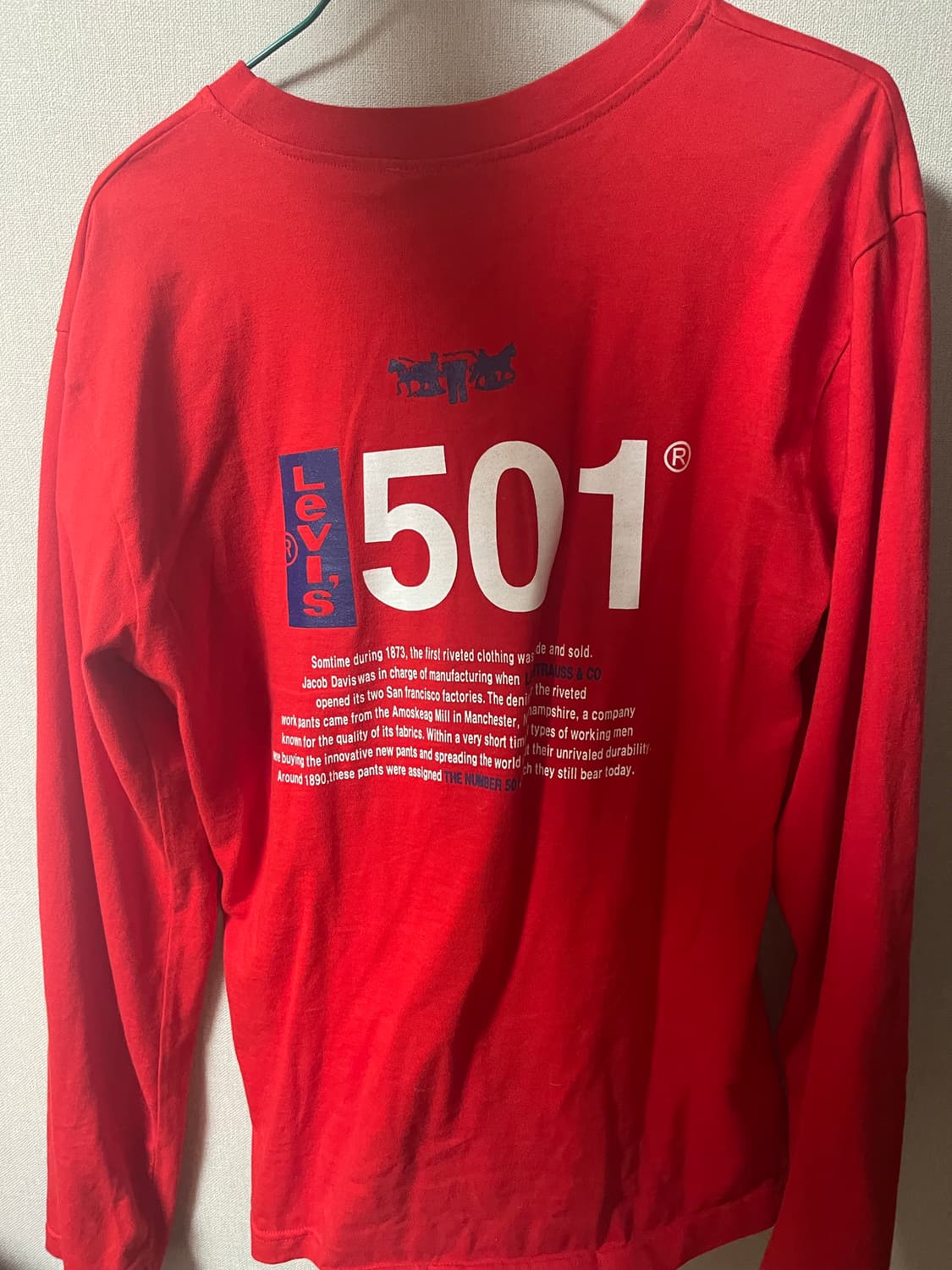 Levi's 501 레드 긴팔 티셔츠 L 상품이미지2