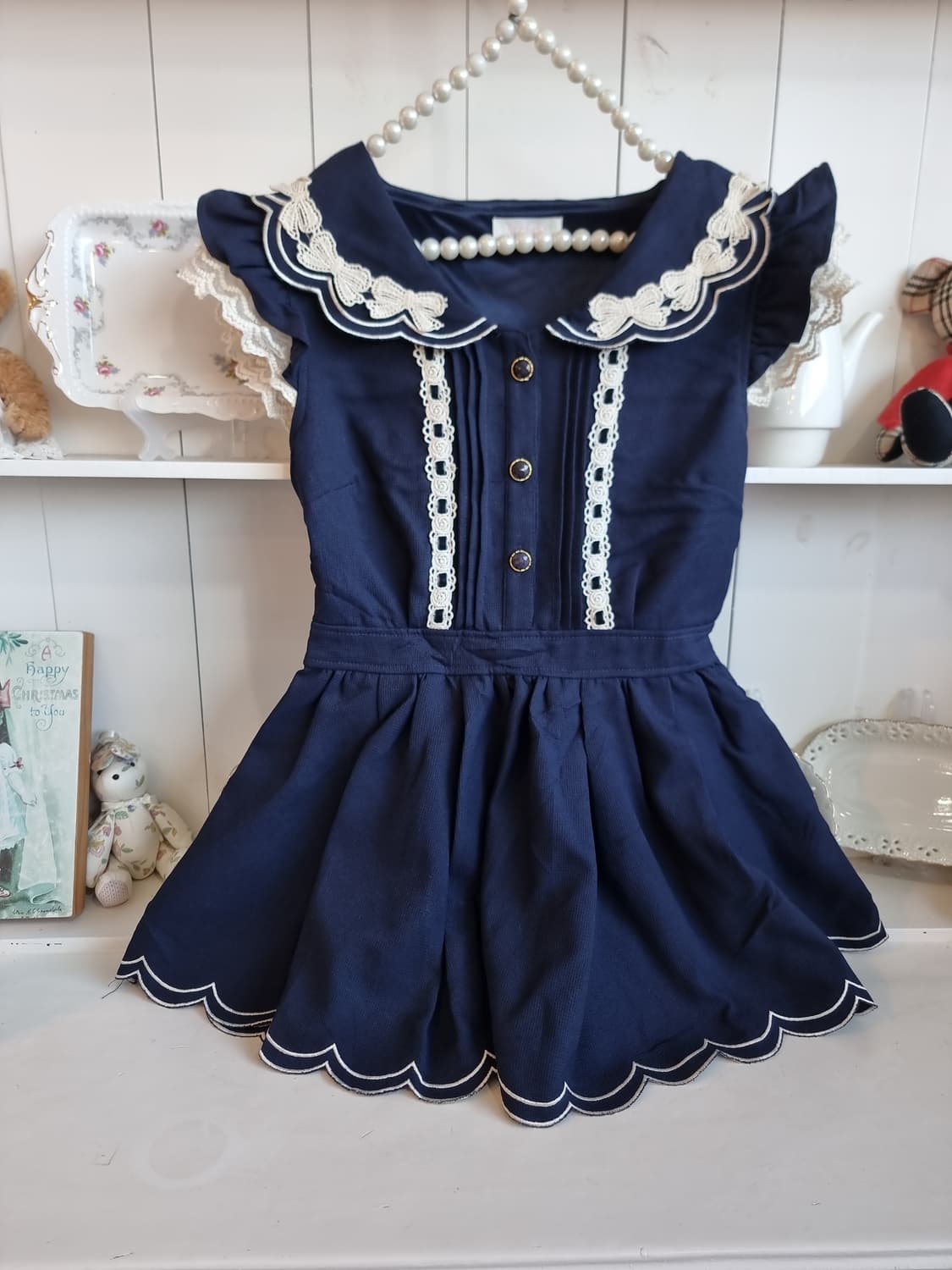 LIZ LISA, 리즈리사) 네이비 세일러 카라 레이스 원피스 상품이미지1