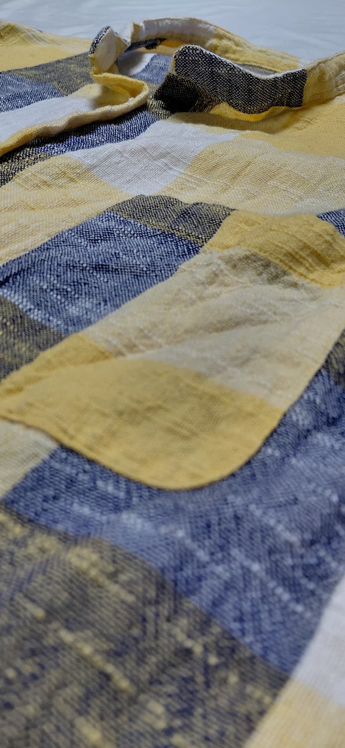 [XL] 일본 빈티지 인도 면 100% 블록 체크 밴드카라 셔츠 상품이미지8