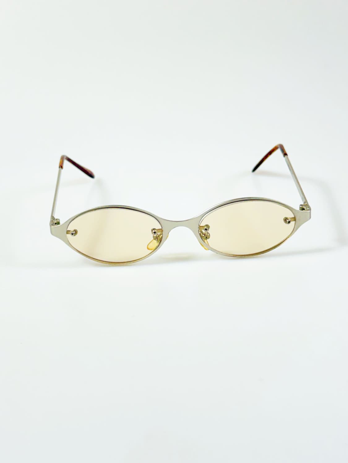 90s 실버 슬림 오벌 메탈 프레임 빈티지 틴크 선글라스 상품이미지2