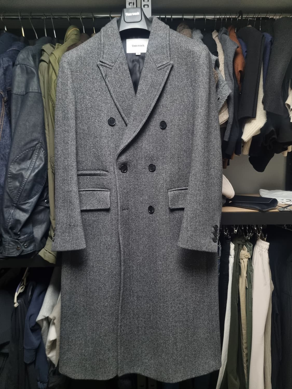 토니웩 헤링본 그레이 더블브레스트 코트 48m 사이즈 상품이미지2