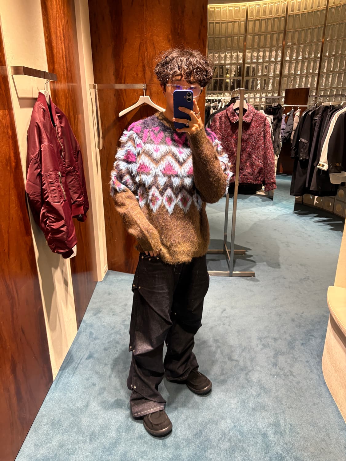 Fair Isle Shaggy Mix Jacquard Knit Pullo 상품이미지2