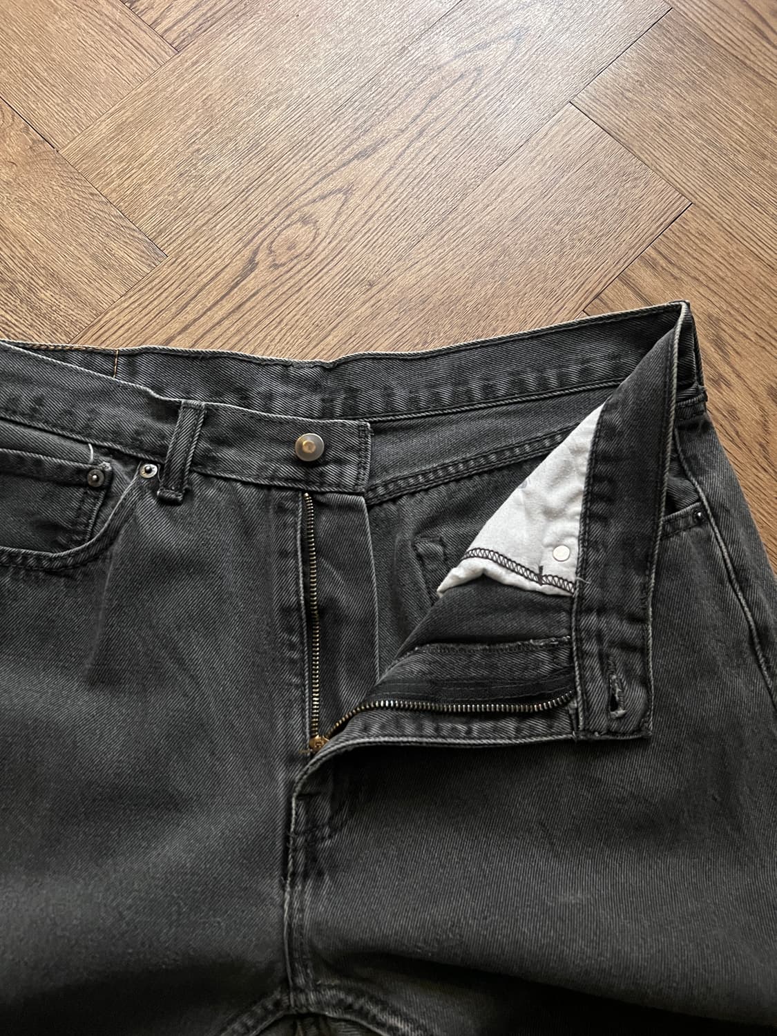 [36]리바이스 505 빈티지 워싱 흑청 데님 팬츠 상품이미지5