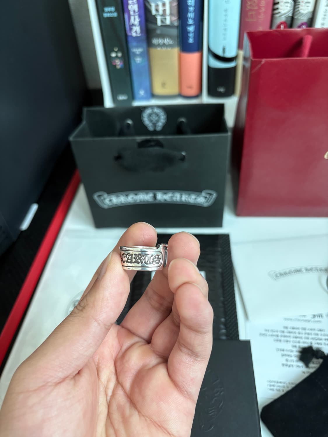 크롬하츠 스크롤라벨링 라지 새상품급 풀구성 판매 상품이미지4