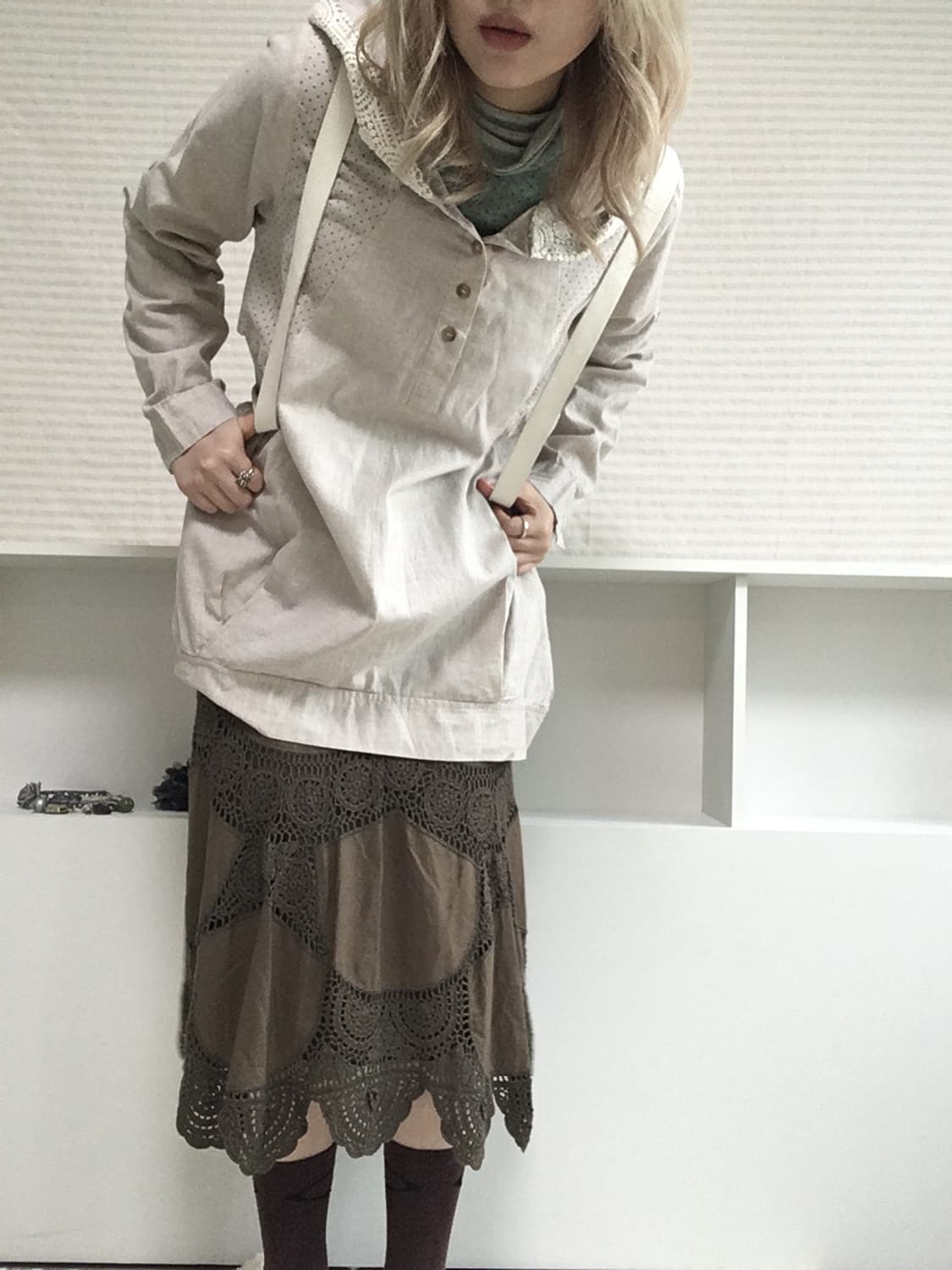 jpn vintage mori dot crochet hood one-pi 상품이미지4