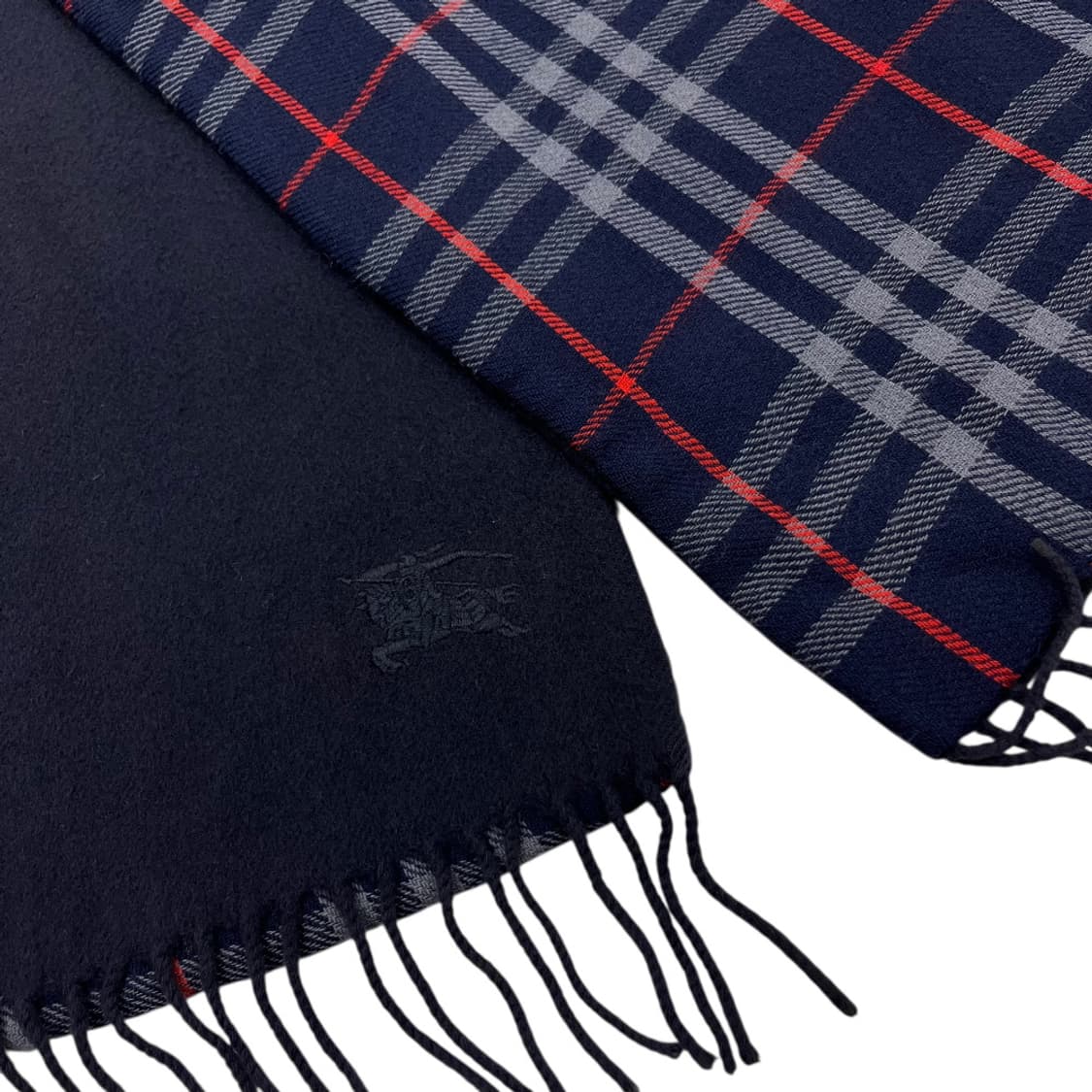 버버리 네이비 배색 퓨어 뉴 울 머플러 상품이미지5