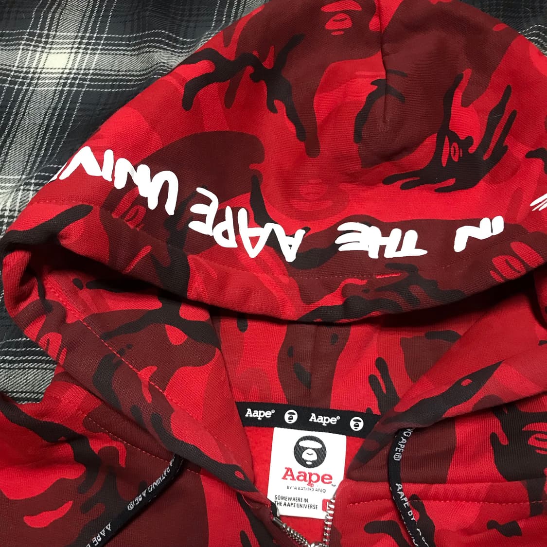 극미중고 Aape by a bathing ape 사루 레드카모 후드집업  상품이미지7