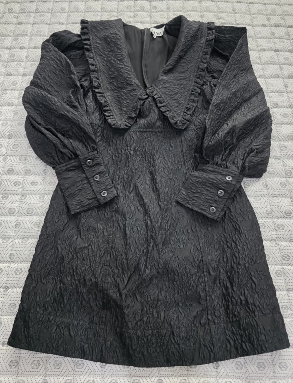 GANNI 가니 블랙 퍼프 소매 미니 드레스 34 상품이미지6