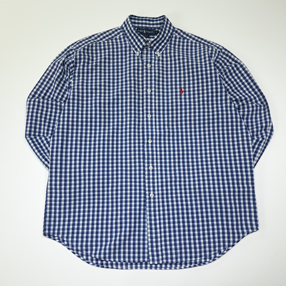 CL806 L 폴로 90s 인도판 스몰체크 로얄네이비 셔츠 남방 상품이미지1