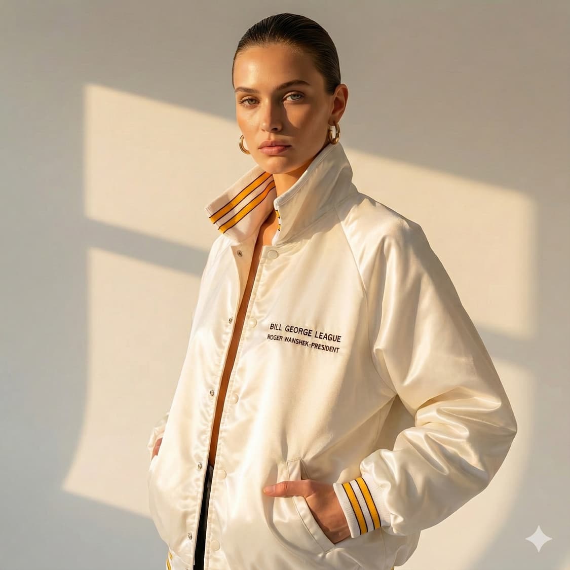 80s Harvard Clothing 화이트 새틴 바시티 상품이미지10