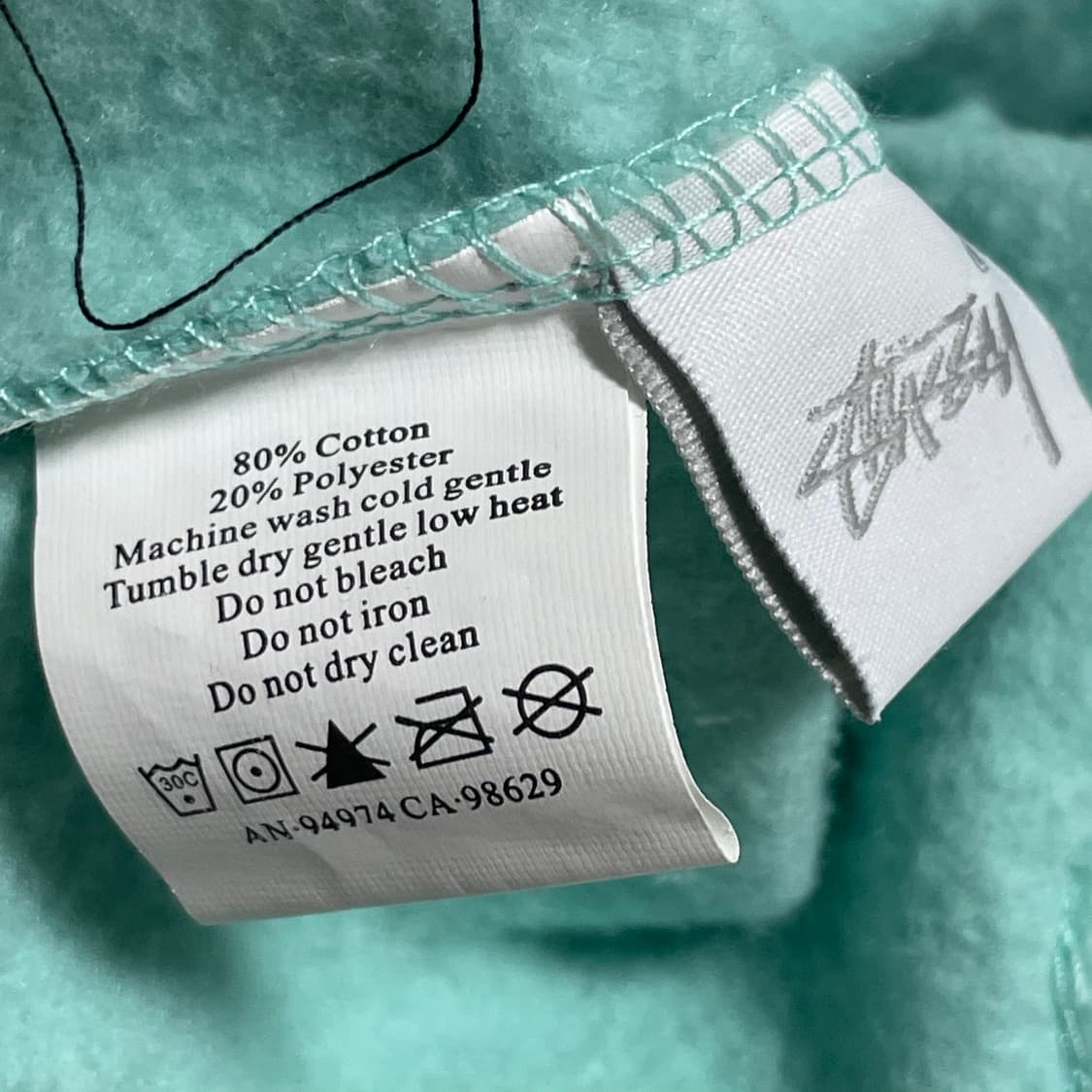 L 스투시 빅로고 민트 후드 집업  상품이미지5