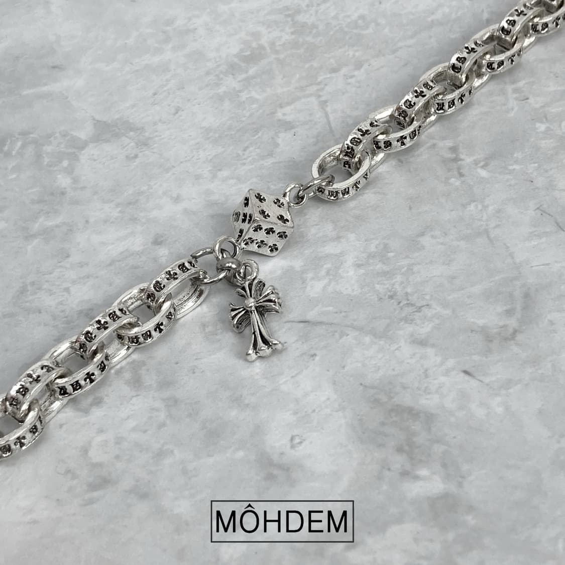 [Unisex] 체인 크로스 크롬 실버 팔찌 상품이미지6