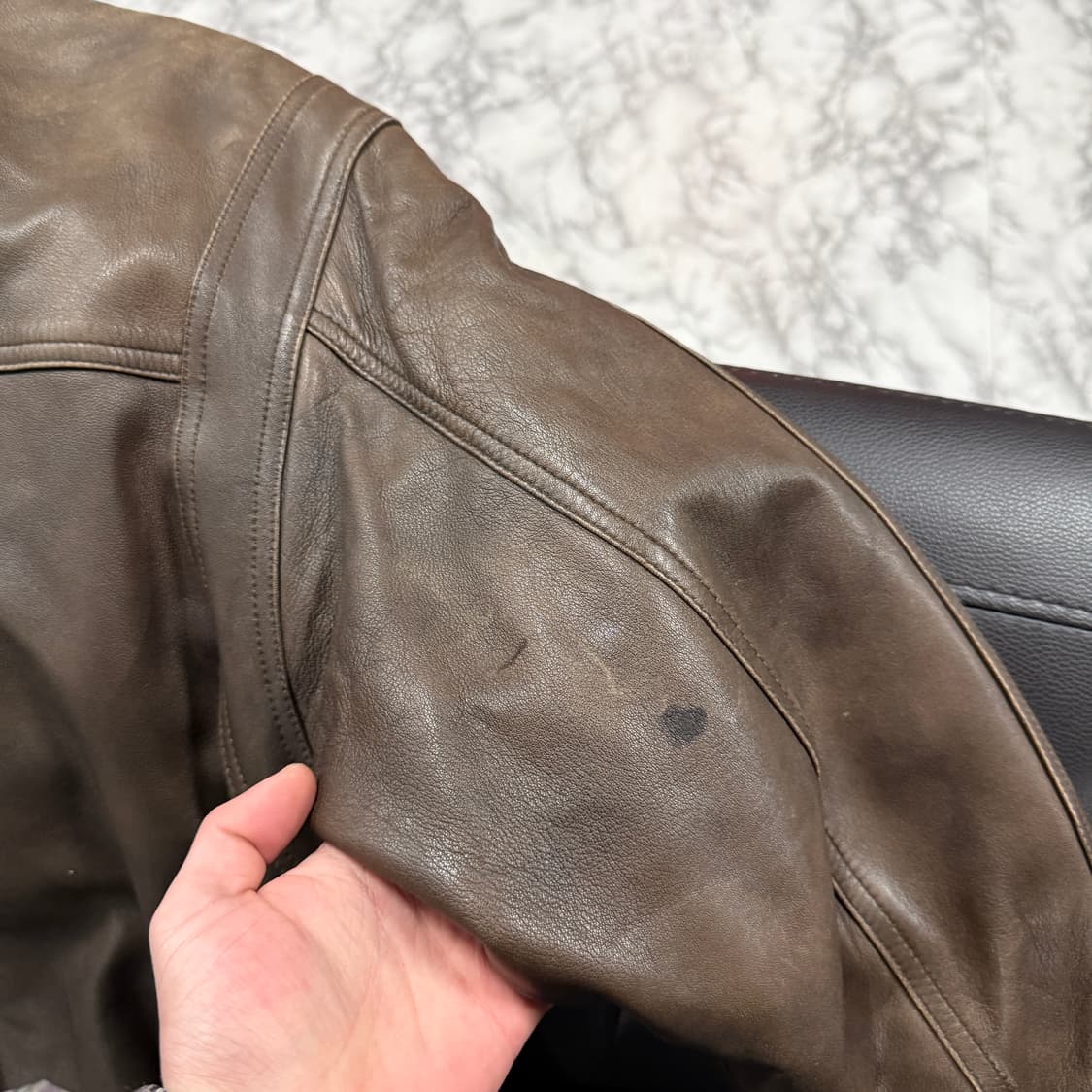 90s 퍼 카라 탈부착 100% 쉽스킨 양가죽 A2 봄버 자켓 상품이미지5