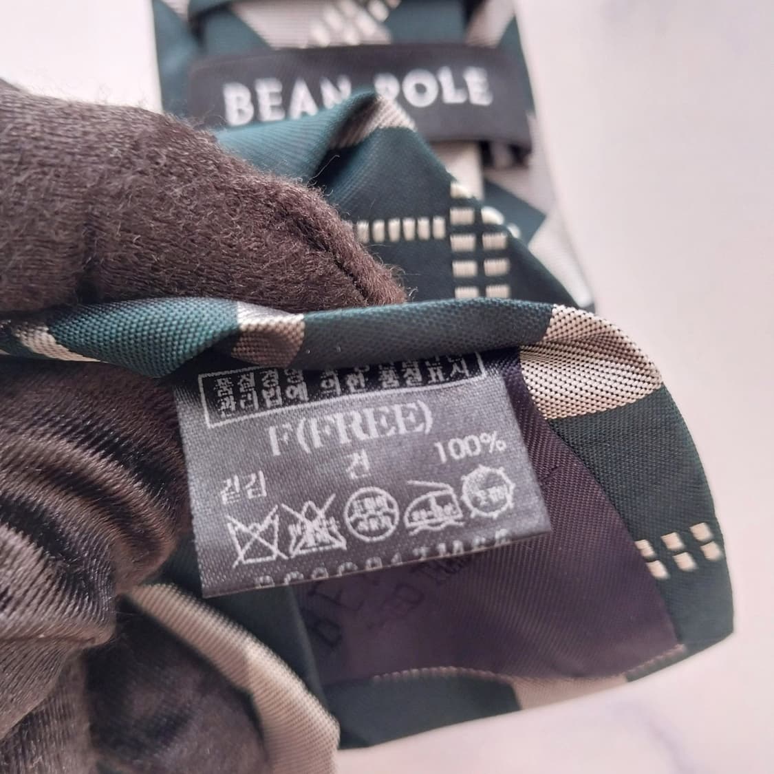 빈폴 실크 그린 체크 패턴 넥타이 6.7cm A+등급 K2327 상품이미지10