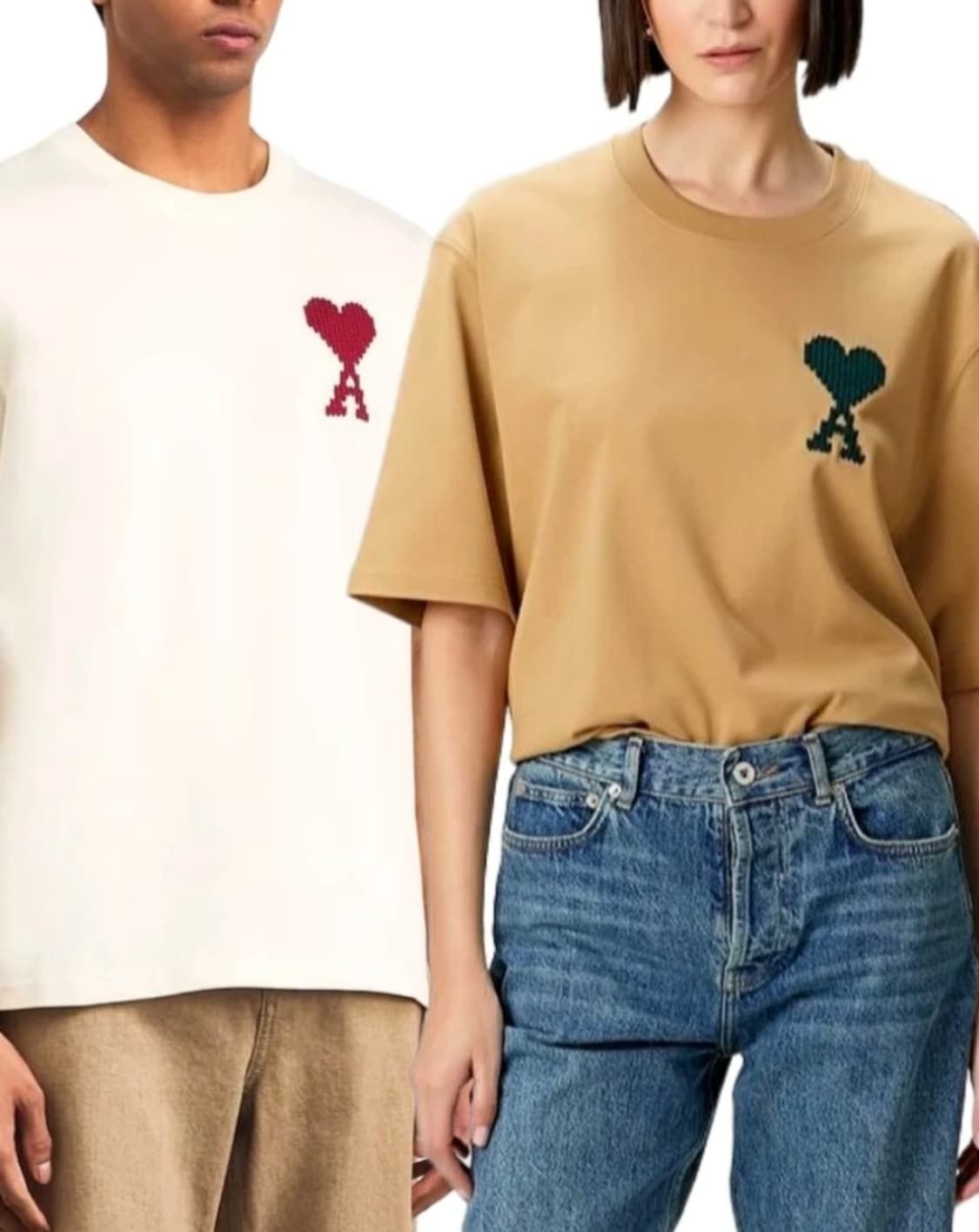 초특가/큐알정품인증>아미 드 꾀흐 빅로고 반팔티 (베이지 / 아이보리) 상품이미지1