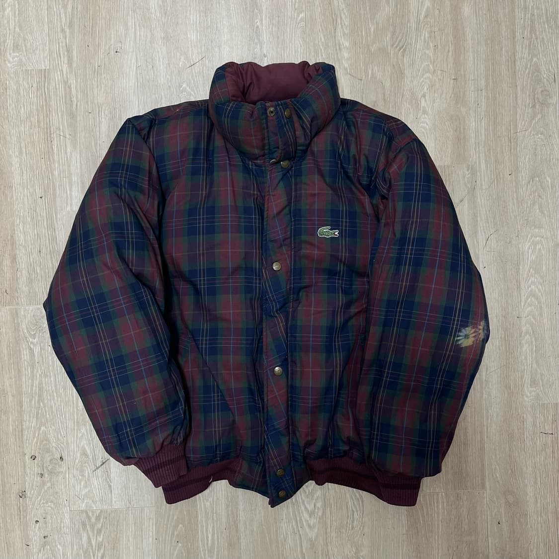 라코스테 덕다운 리버시블 체크 배색 패딩 점퍼 [버건디] 2XL/110 상품이미지5