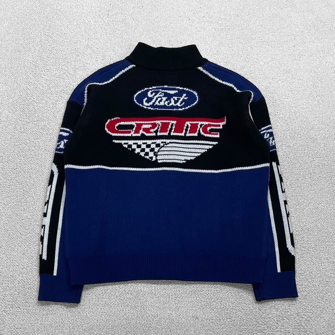 크리틱 레이싱 니트 집업 네이비 상품이미지2