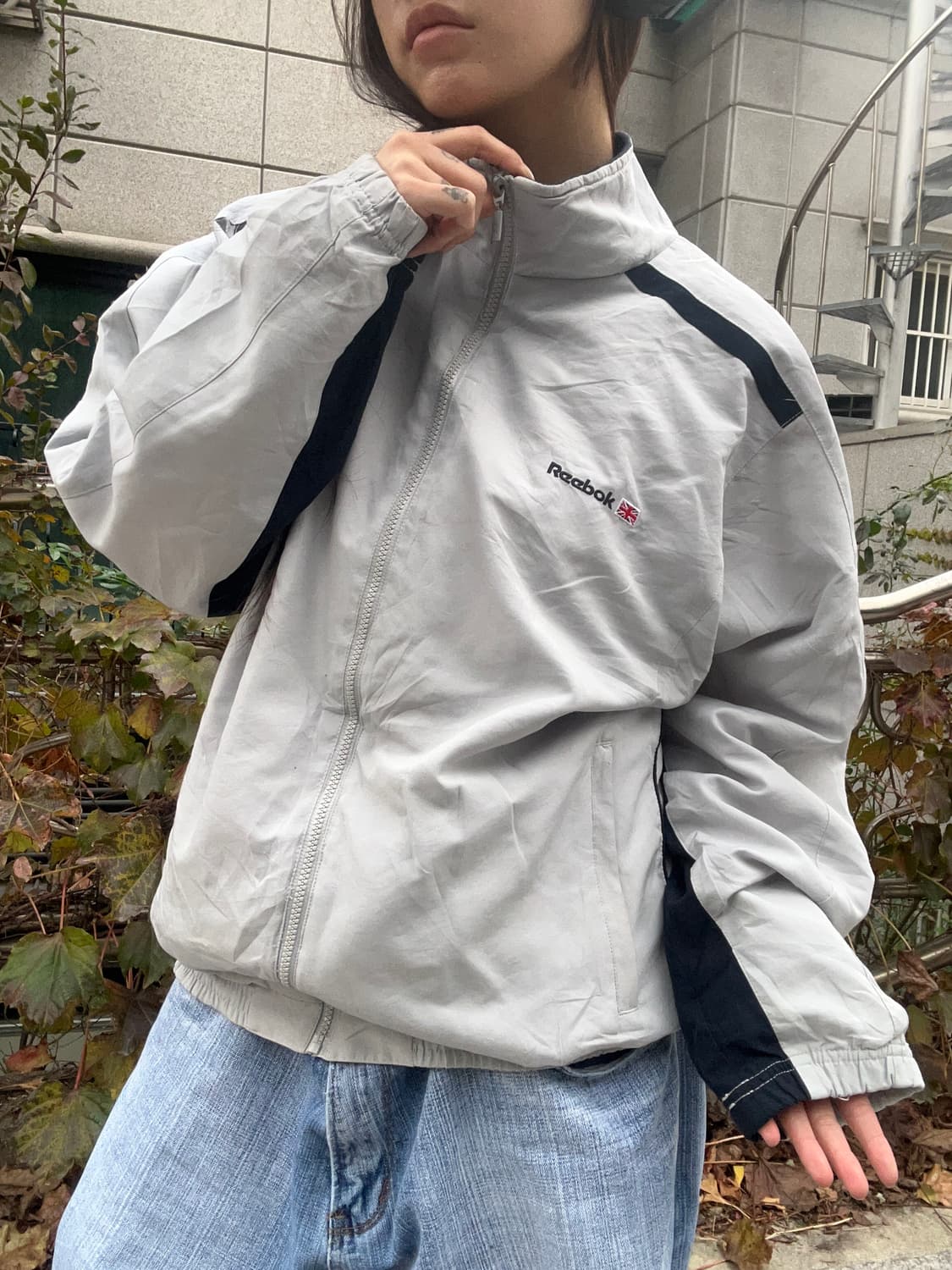 90s REEBOK 유니언잭 그레이 윈드브레이커 상품이미지3