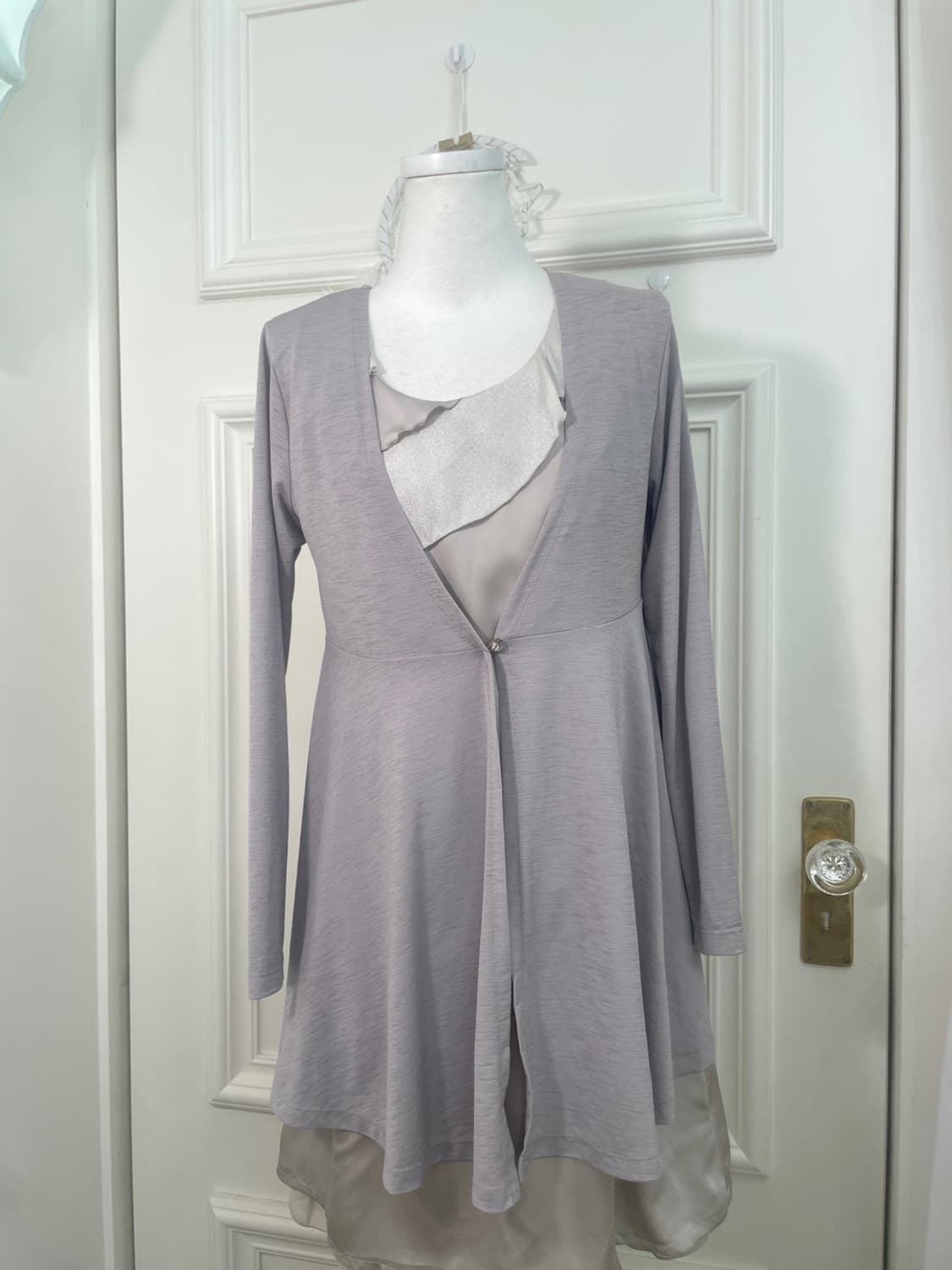 mute lavender crystal button long cardig 상품이미지5