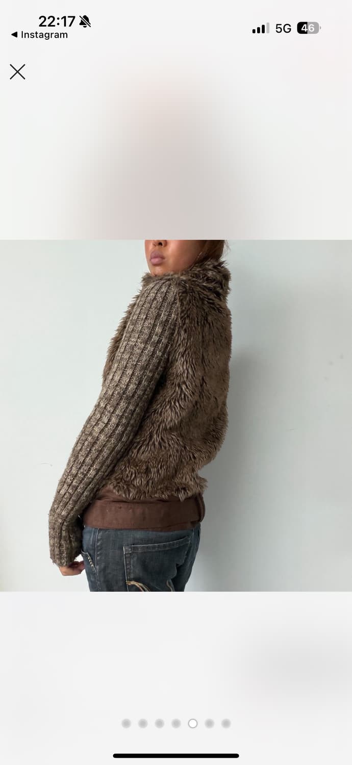 Vintage brown faux fur knit high neck  상품이미지4