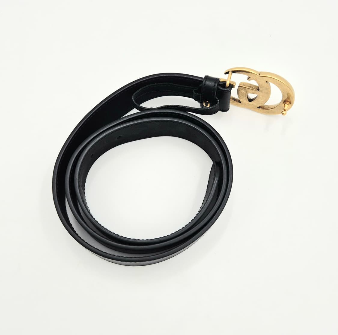 구찌 GG 마몽 블랙 레더 벨트 금장 414516 상품이미지5