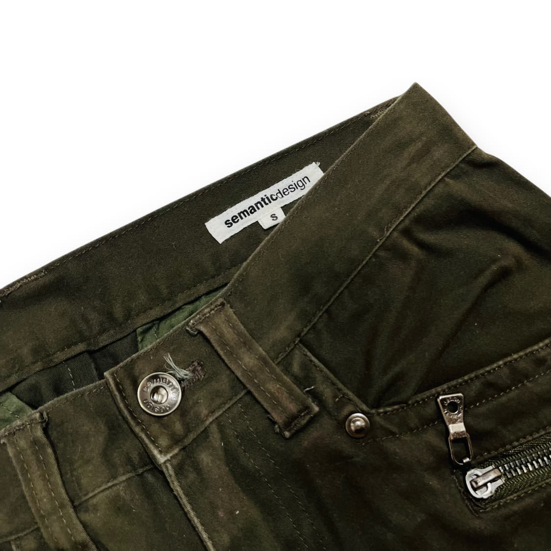 세만틱 디자인 더블 본디지 4중 포켓 카키 팬츠 상품이미지6