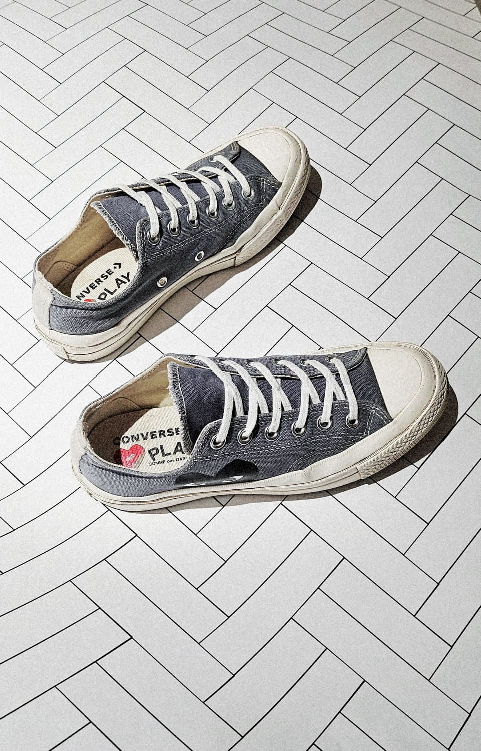 꼼데가르송 컨버스 척테일러 블랙하트 로우탑 그레이 US 6 240 상품이미지6