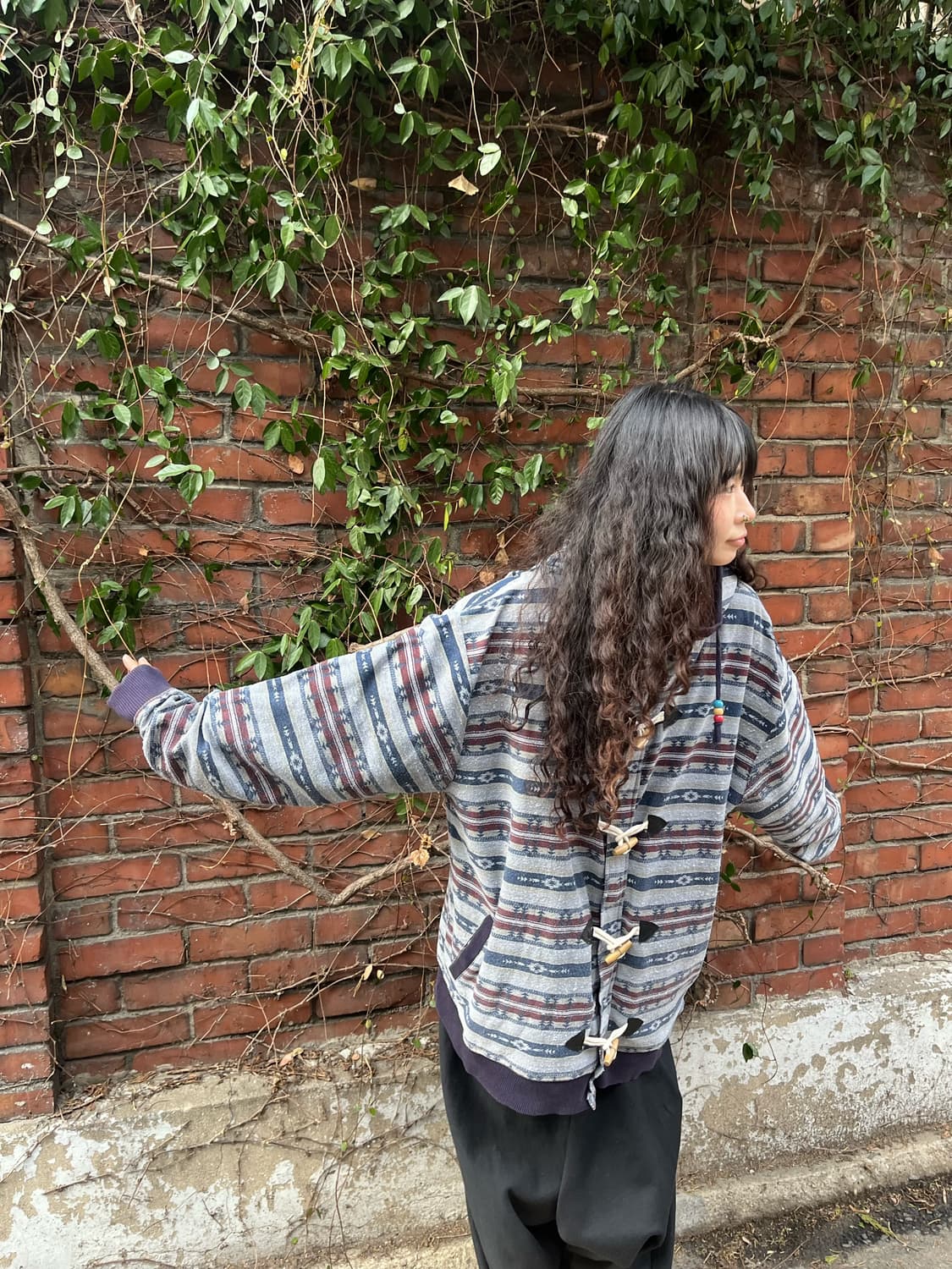 블루 히피 패턴 더플 후드 집업 상품이미지4