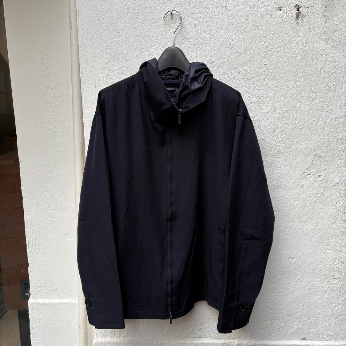 엠포리오 알마니 네이비 울 레이어 후드 집업 자켓 상품이미지4