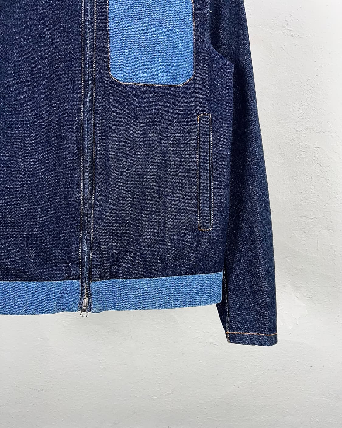 msgm 진청 배색 웰트 포켓 스티치 데님 풀집업 셔츠 자켓 상품이미지5