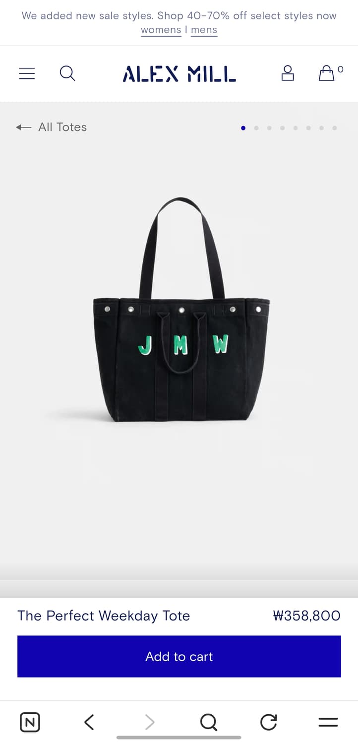 alex mill(알렉스 밀) 위크데이 토트백 블랙 상품이미지6