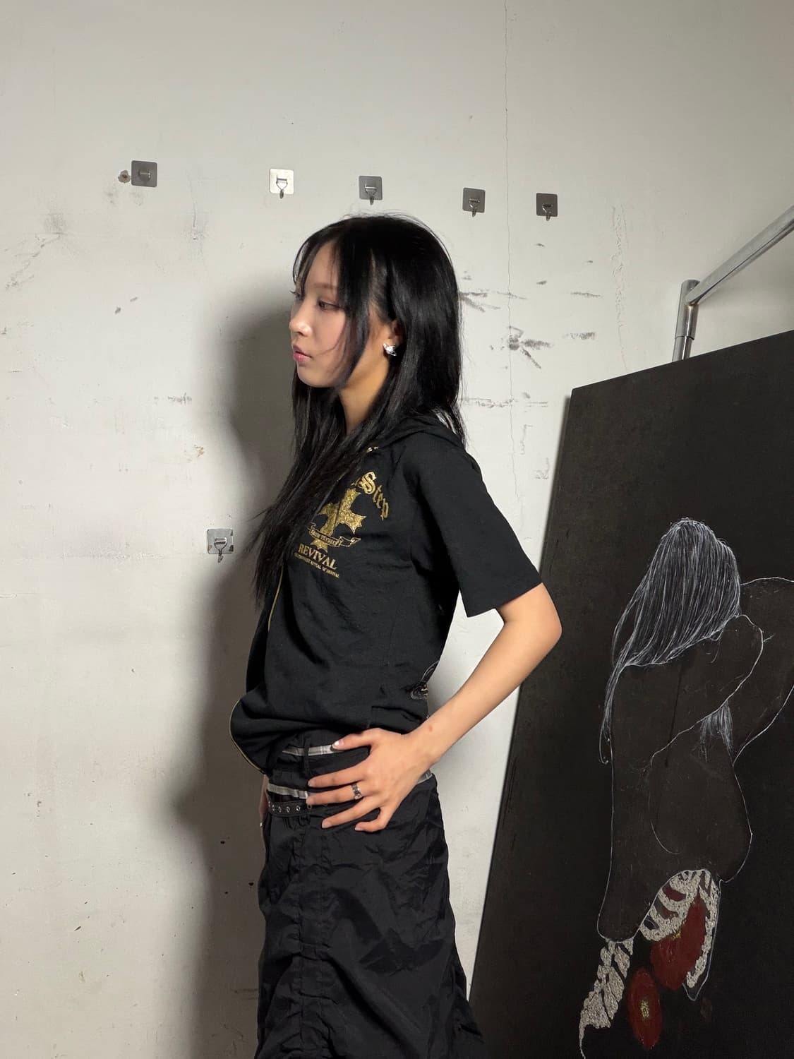 JPN times step 십자가 고딕 반팔 져지 하프 집업 M 상품이미지7