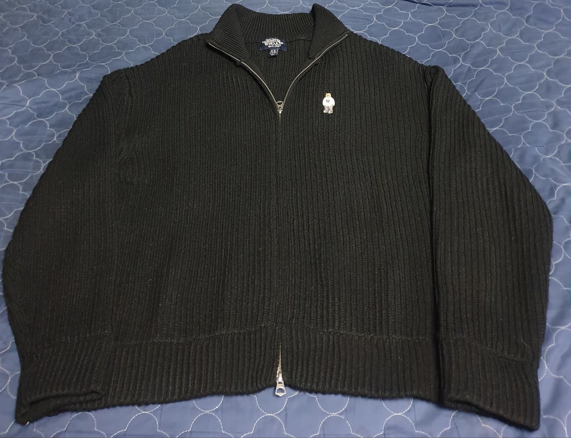 후아유 스티브 미니케이블 투웨이 양모혼방 니트집업 블랙 (XL) 상품이미지2