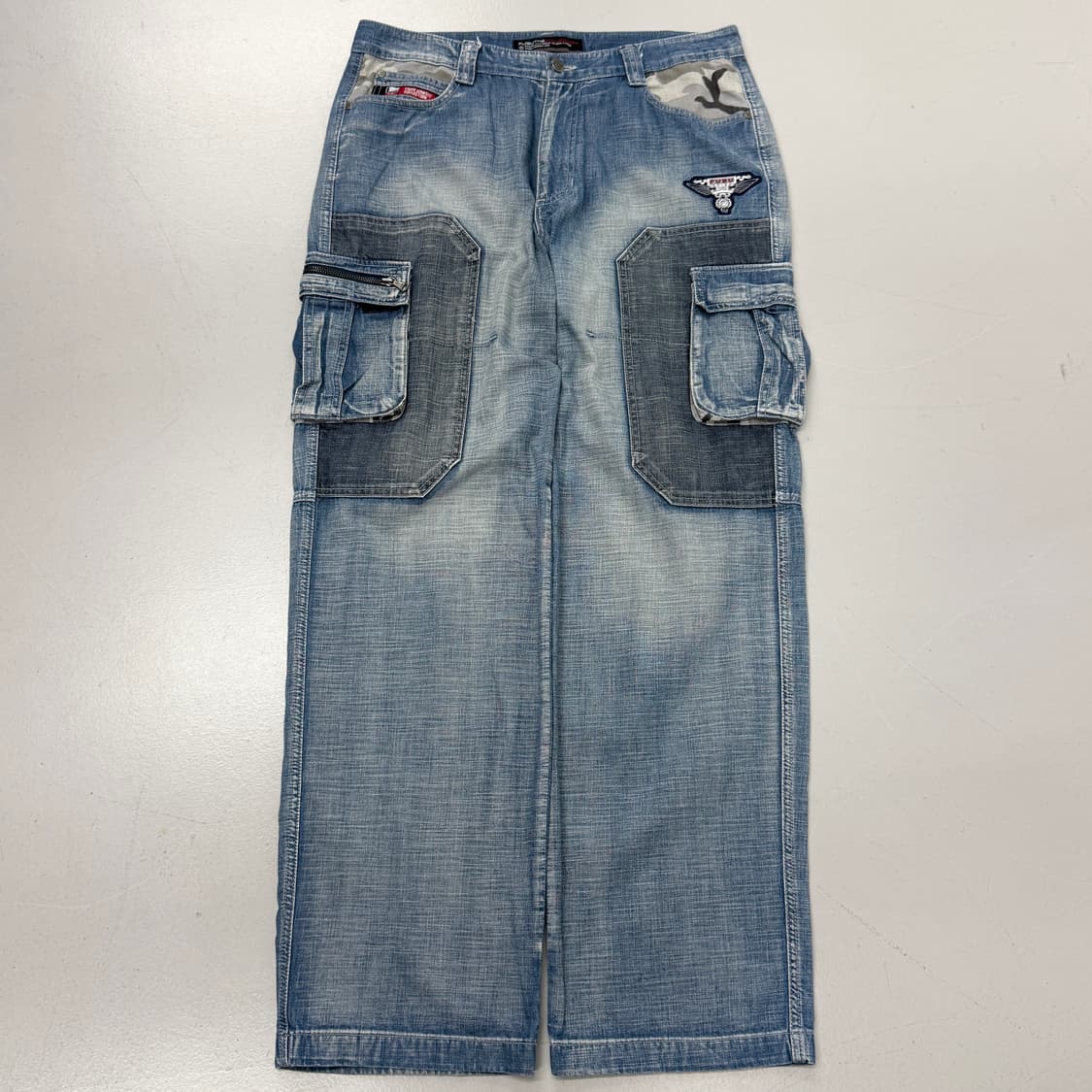 FUBU 후부 Y2K 힙합 워싱 와이드 데님 카고팬츠 상품이미지2