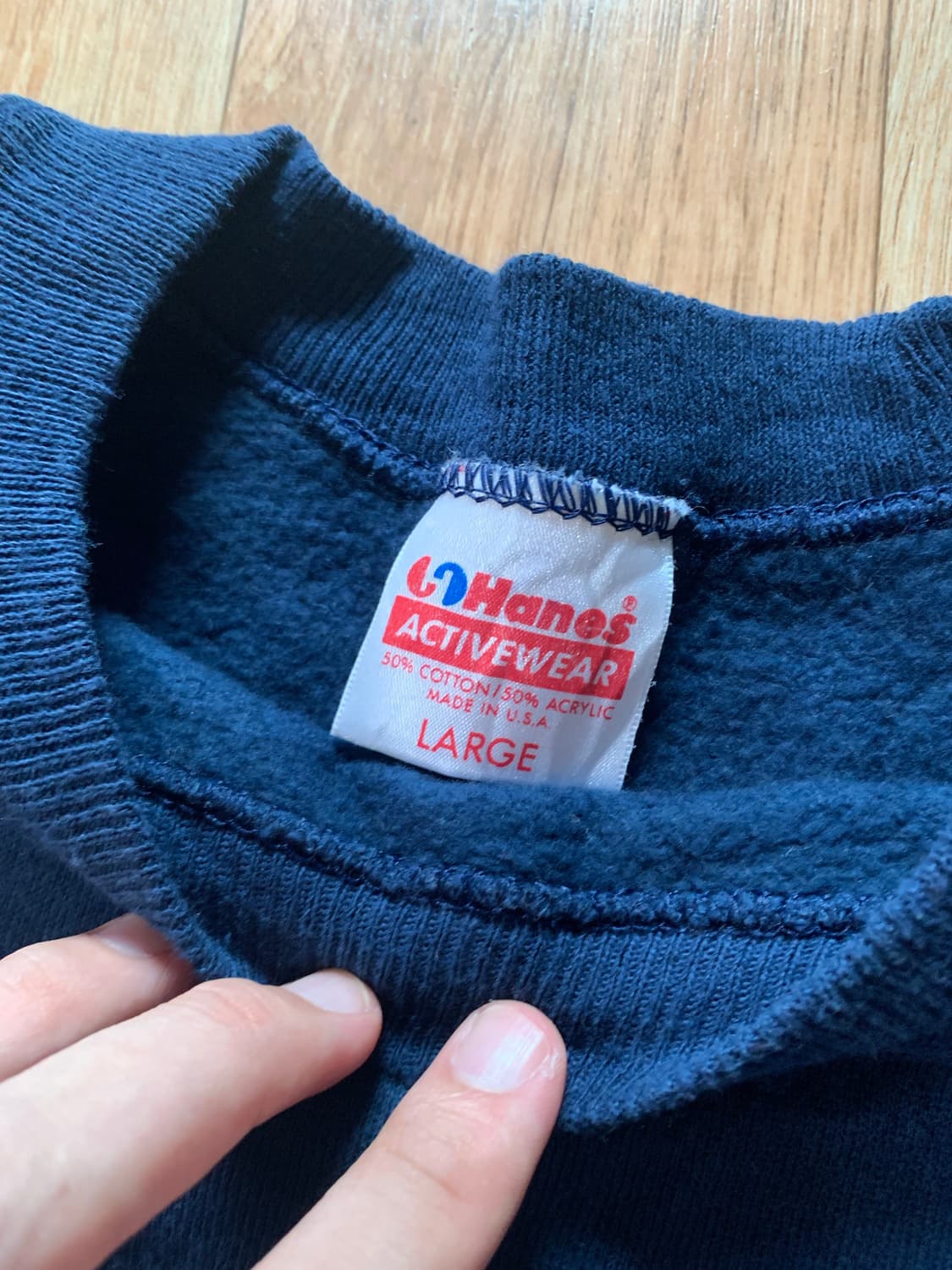 90s 헤인즈 블랭크 스웻 네이비 made in usa 상품이미지2