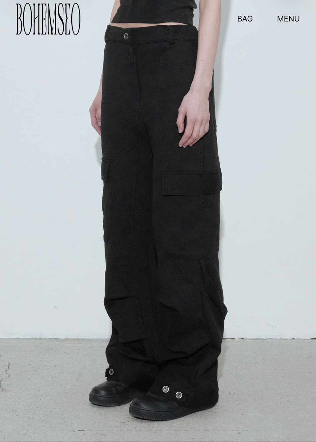 보헤미안서울 STRAP CARGO SWEATPANTS, BLACK S 상품이미지2