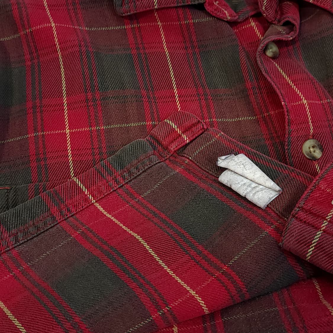 90s 팀버랜드 체크셔츠 플란넬 셔츠 헤비코튼 크롭셔츠 XL 상품이미지10