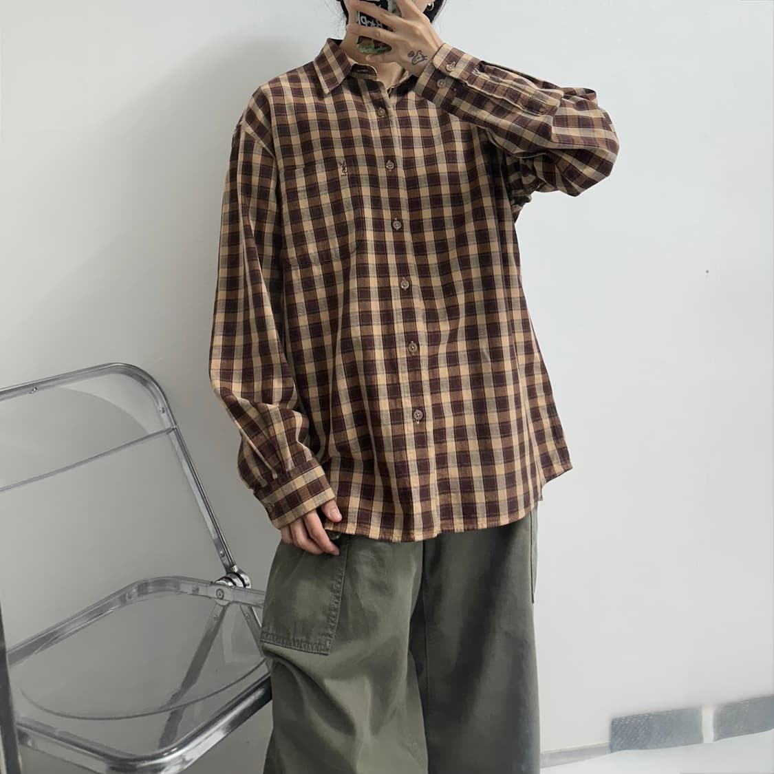 입생로랑 빈티지 체크 셔츠 상품이미지2