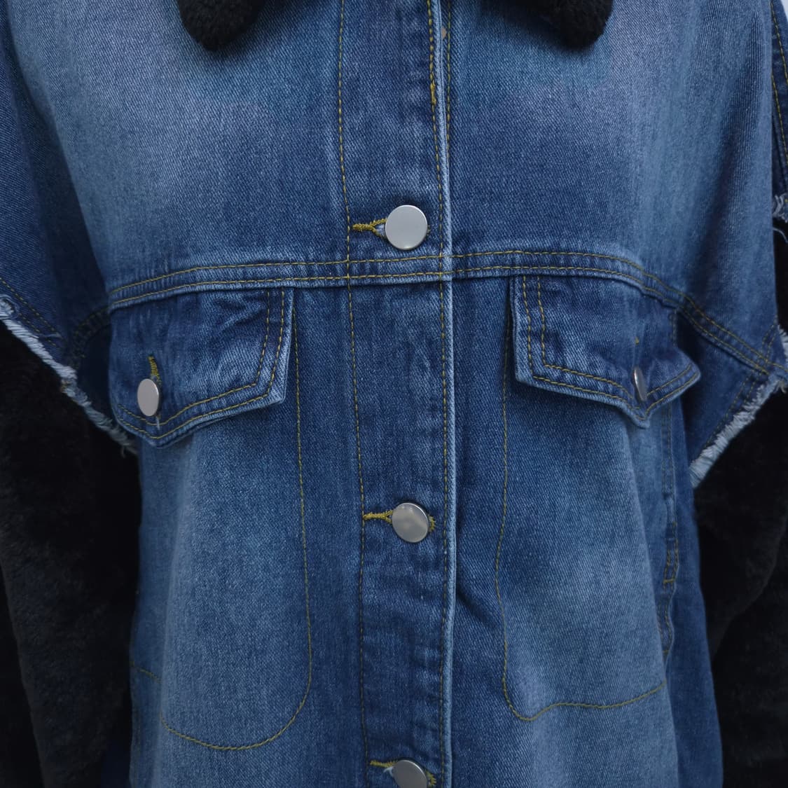오버핏 빈티지 퍼 데님자켓 상품이미지3