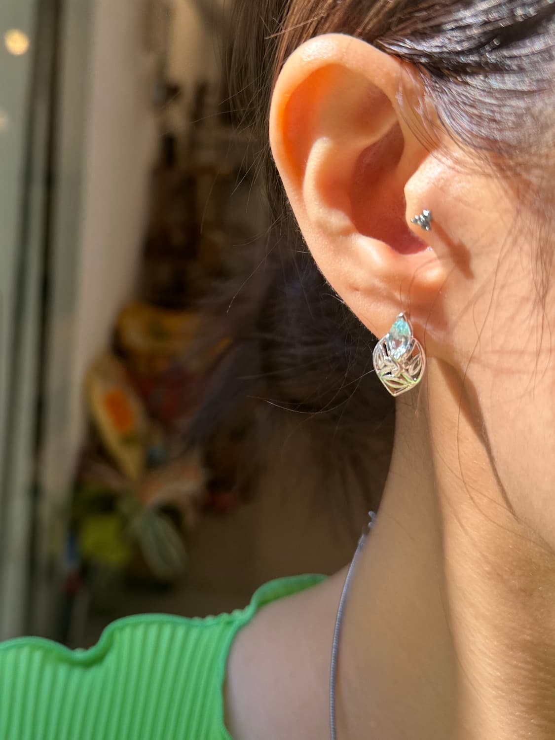 Vintage aquamarine 925silver earring 상품이미지7