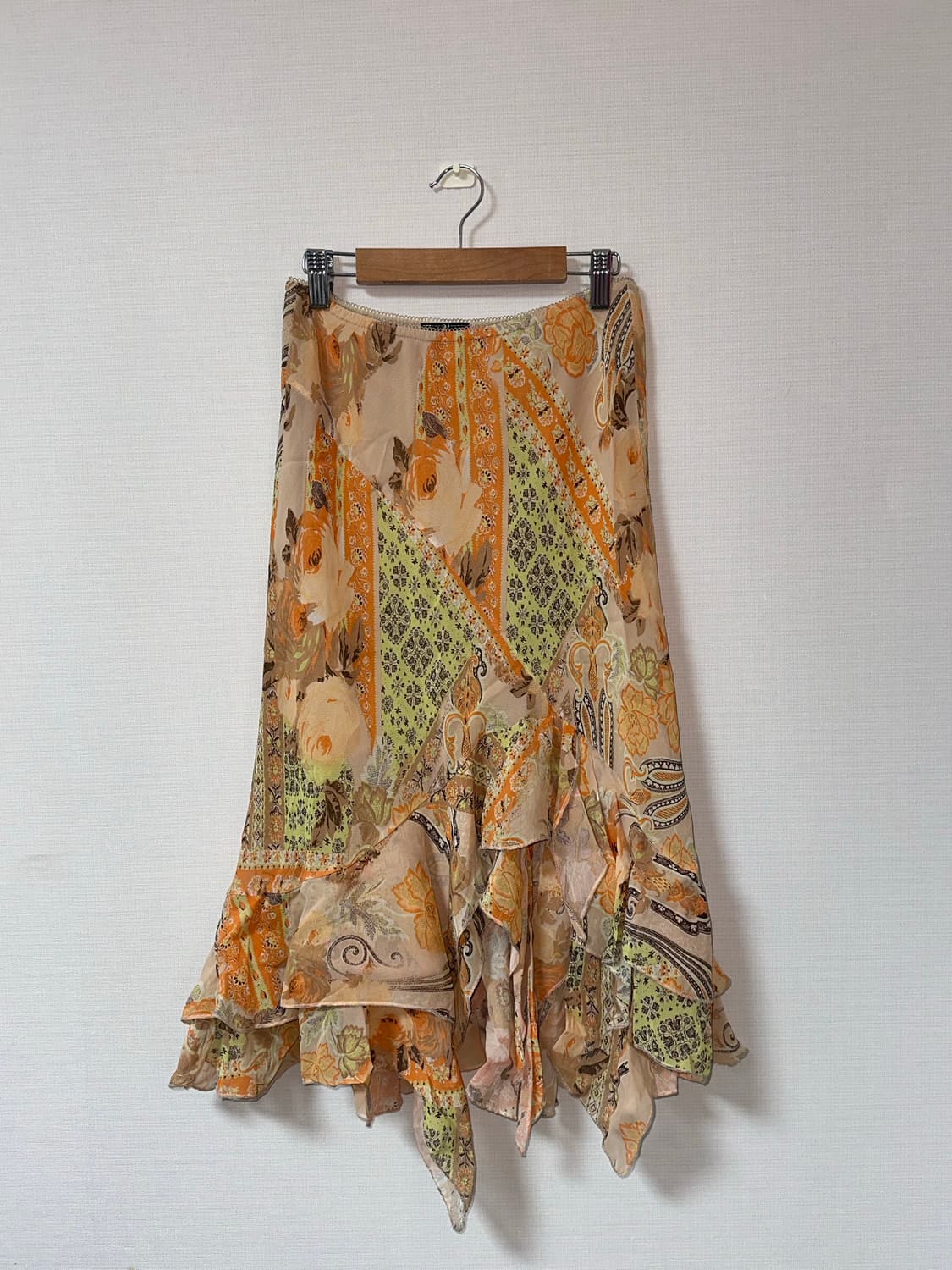 오리엔탈 페어리코어  페이즐리 언발란스 러플 스커트 상품이미지5