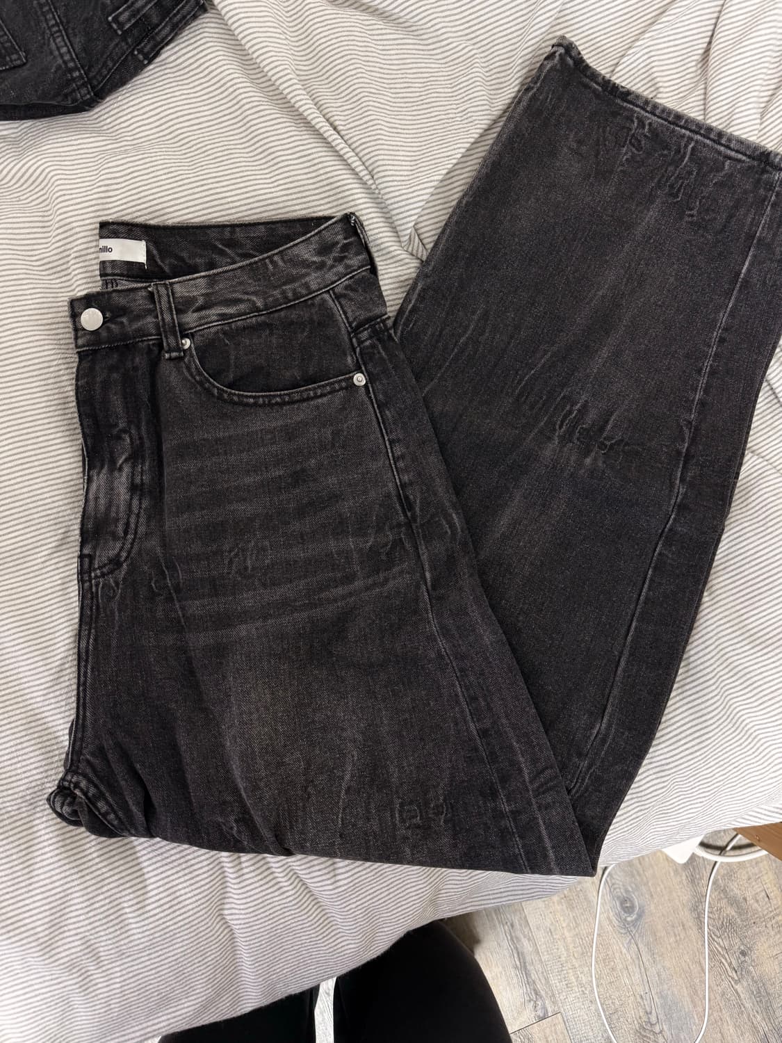 밀로 리플렉트 커브드 팬츠 워시드 블랙 XL 상품이미지1