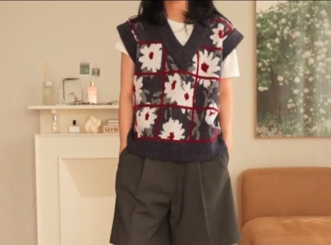 자라 ZARA 플라워 니트 베스트 S 스몰 55 패턴 조끼 정품 새상품 상품이미지3