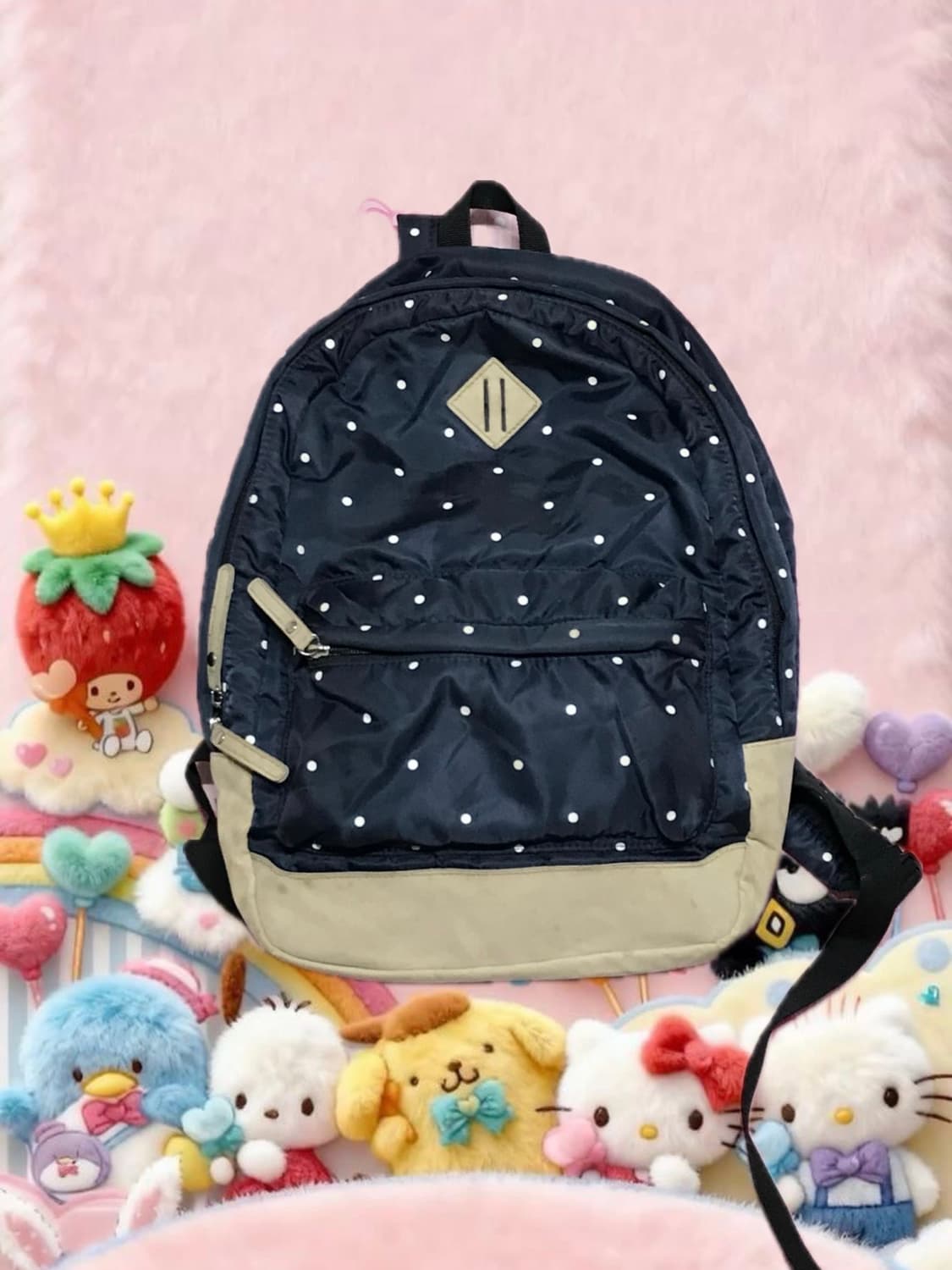 네이비 도트 백팩 모리가방  상품이미지1