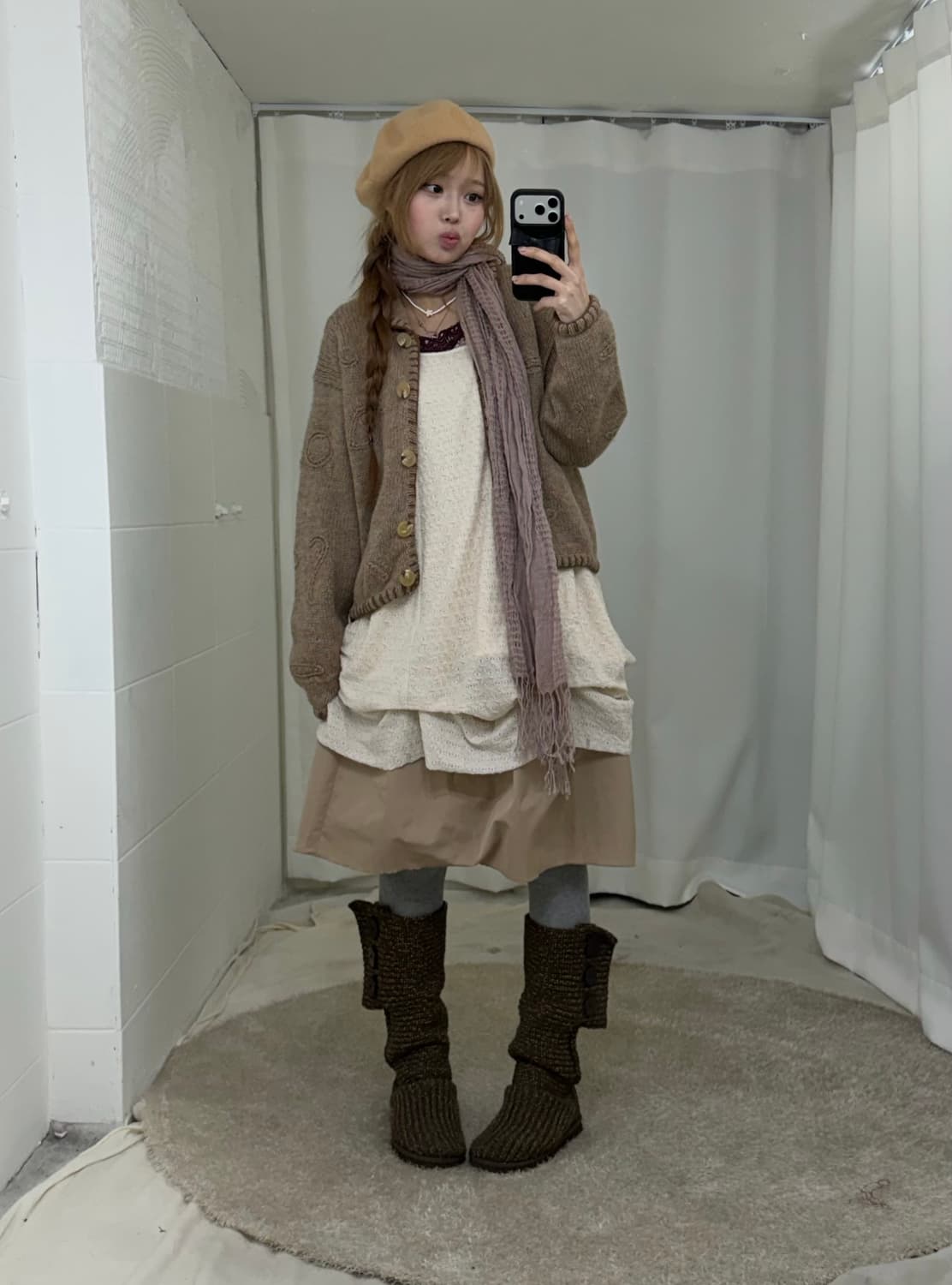 뮤트 베이지 너드 하구미 모리걸 코디세트 상품이미지1