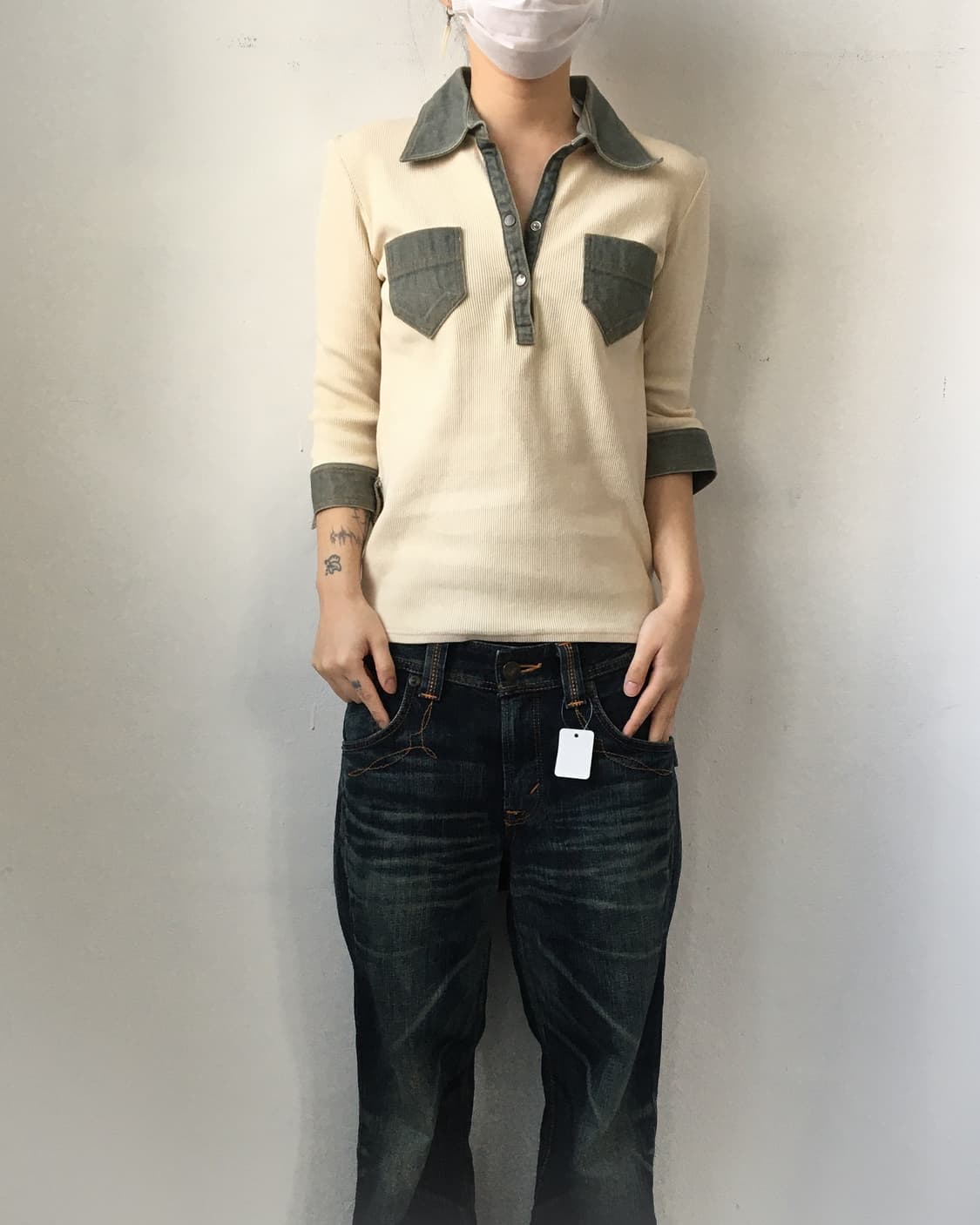 Belted collar point pk t 상품이미지5